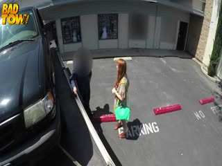 Ginger teen redhead gets tow truck facial