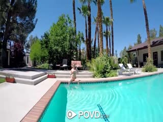 Cute Olivia Lee sucks your dick next to a pool - HD Film